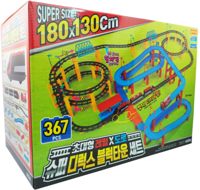 아이다토이 슈퍼 디럭스 블럭타운 세트 기차장난감, 혼합색상, 1개