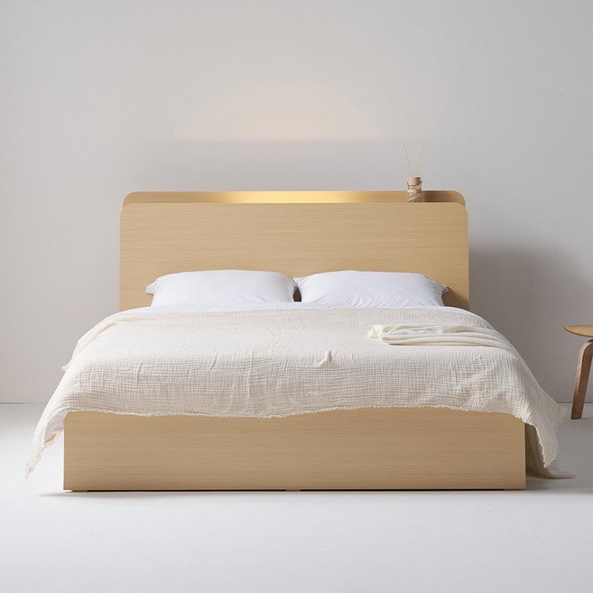 도모 엘로라 LED 3단 수납형 침대 프레임 단품 방문설치, 우드