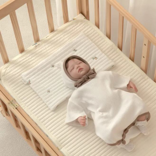 아이레빗 유아용 100수 순면 줄누빔 양면 침대 패드, 아이보리, 1개