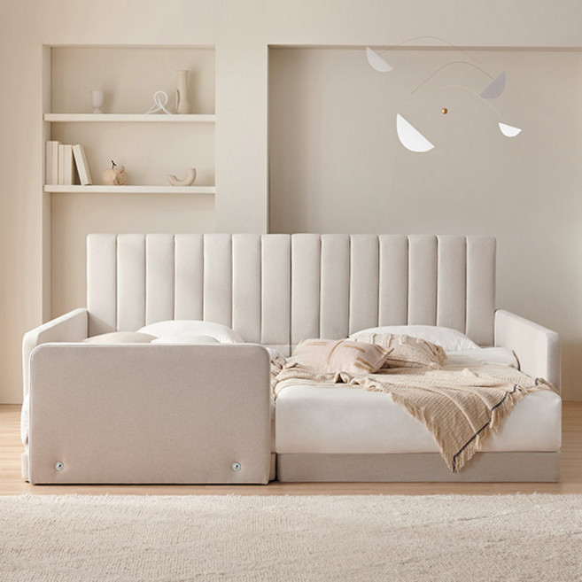 삼익가구 클레르 패밀리 침대 프레임 + 사이드가드 + 풋가드 + 매트리스 방문설치, 오트밀