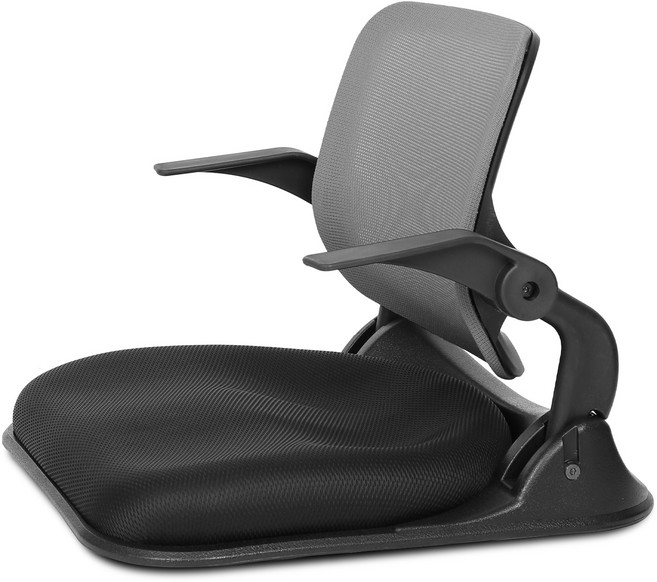 체어포커스 바른자세 등받이 틸팅 접이식 메쉬 좌식의자 고급형 CHA10, 투톤그레이