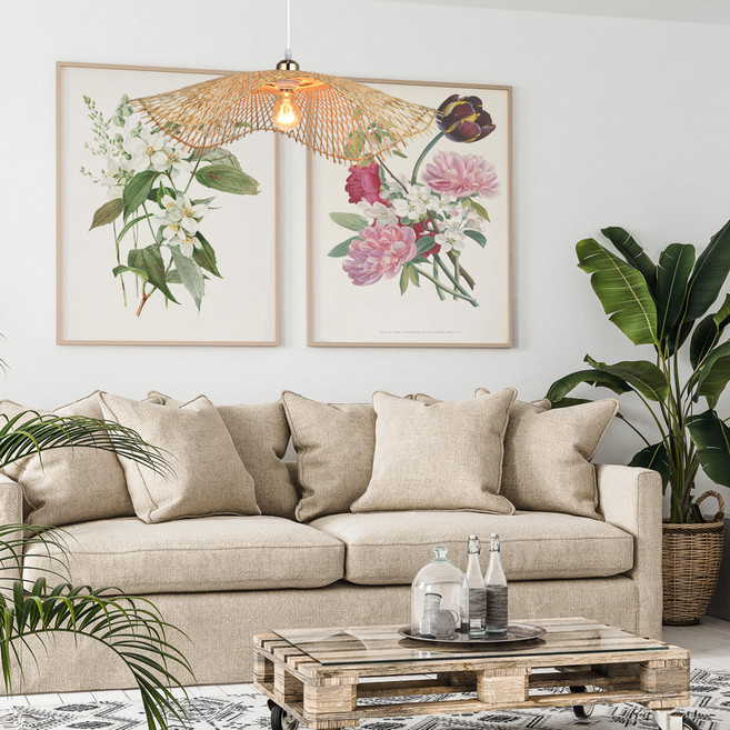 Wonha藤編Boka吊燈 大, 淺木色