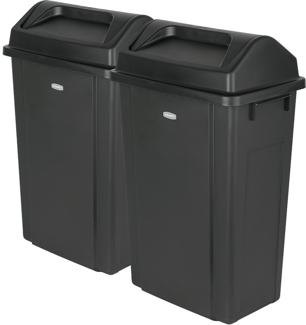 프랑코홈 한방에 분리수거함 50L 와이드 스윙형 2p, 블랙