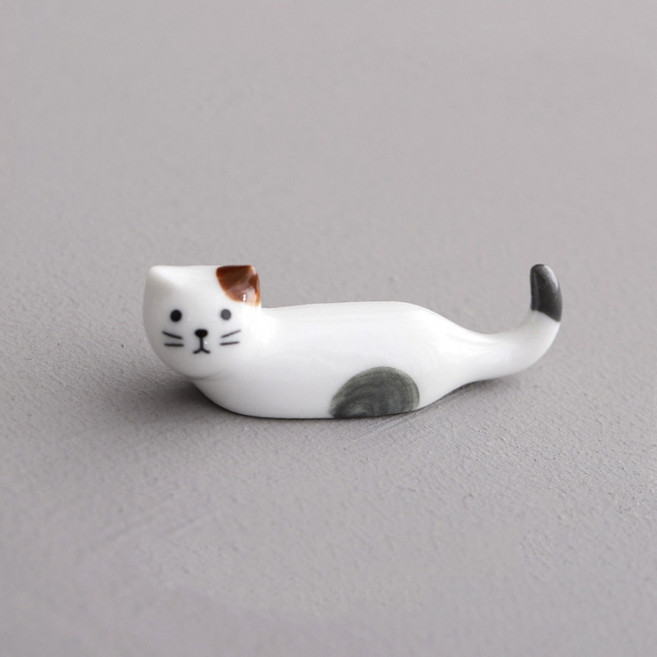 파라주니 세라믹 고양이 테이블 데코 젓가락 받침대 HJ1381, 브라운, 2개