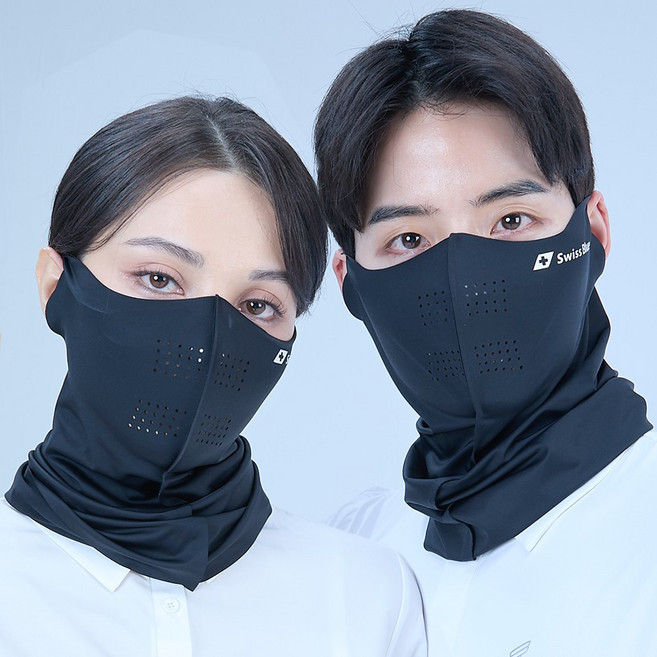 스위스블루 냉감 새부리 자외선차단 마스크, 1개, 블랙