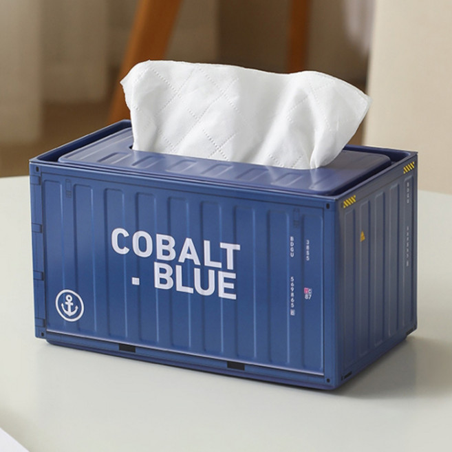 미르노아 컬러풀 컨테이너 인테리어 각티슈 케이스 MMM3429, 블루