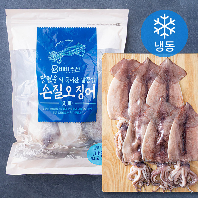 비비수산 장현웅의 국내산 깔끔한 손질오징어 (냉동), 650g(3미), 1개