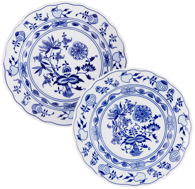 CESKY PORCELAN 藍洋蔥圖案盤 19公分 CB009, 藍色 + 白色, 2個