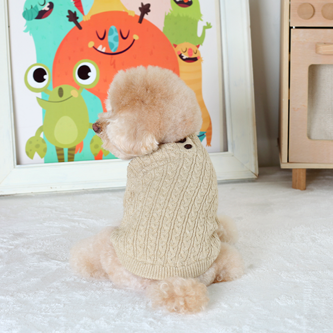 에이미러브즈펫 반려동물 우디헨리 케이블 니트, 오트밀