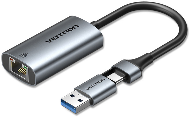 벤션 2in1 C타입 겸용 USB 외장형 기가비트 인터넷 랜카드 젠더, 1개, CFQHB
