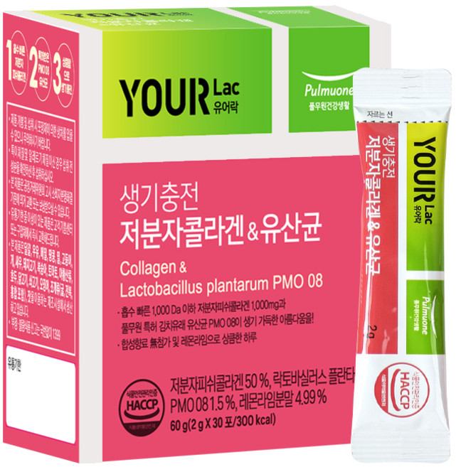 유어락 생기충전 저분자 콜라겐&유산균 30p, 60g, 1개