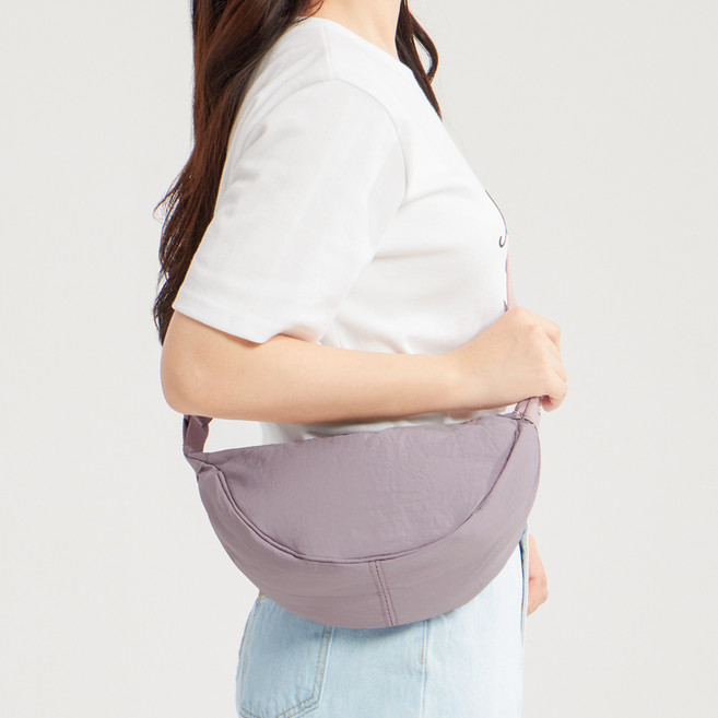 ADDEDIT 超輕量果凍生活防水迷你半月斜背包, 灰紫色