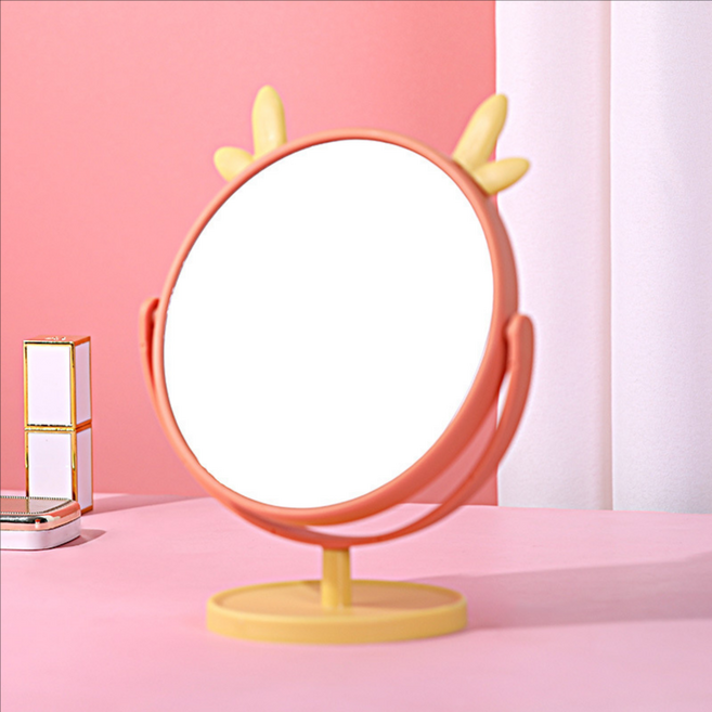 파이네스트원 애니멀 프렌즈 디자인 감성 회전 탁상거울 디어 21 x 17 cm, 옐로우