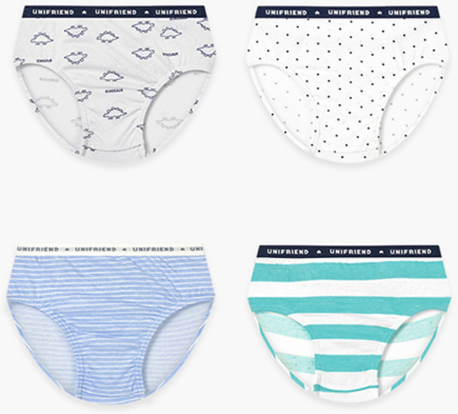 유니프랜드 남아용 라인디노 삼각 팬티 4종 세트
