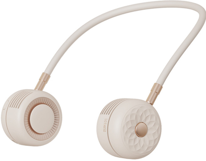 소싱 데이지 넥밴드형 캠핑 무선 선풍기, FN100, 데이지 핑크(베이지)