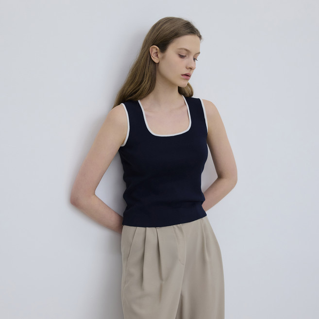 마인드브릿지 여성용 배색 니트 슬리브리스 M1VT3202