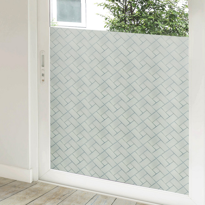 지엔홈 열차단 무점착 두꺼운 유리필름 유리창시트지, 헤링본