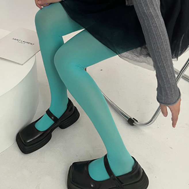 더시럽 여성용 단색 컬러풀 고탄력 팬티 스타킹