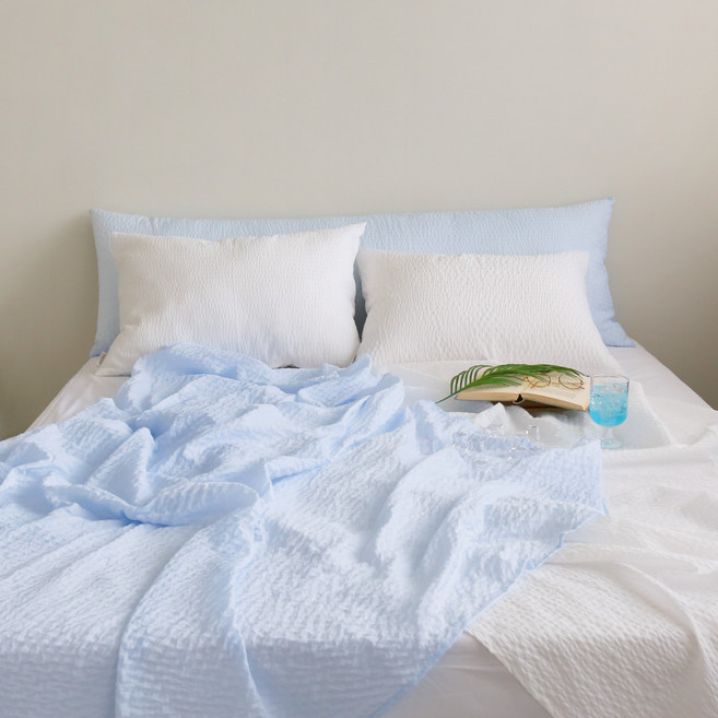 포홈 핸드메이드 젤라또 듀라론 냉감서커 홑이불 + 베개커버 세트