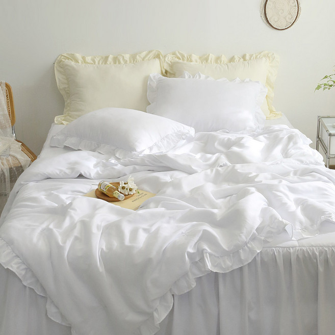 아임리빙 달콤 레이스 프릴 차렵이불 + 베개커버 세트