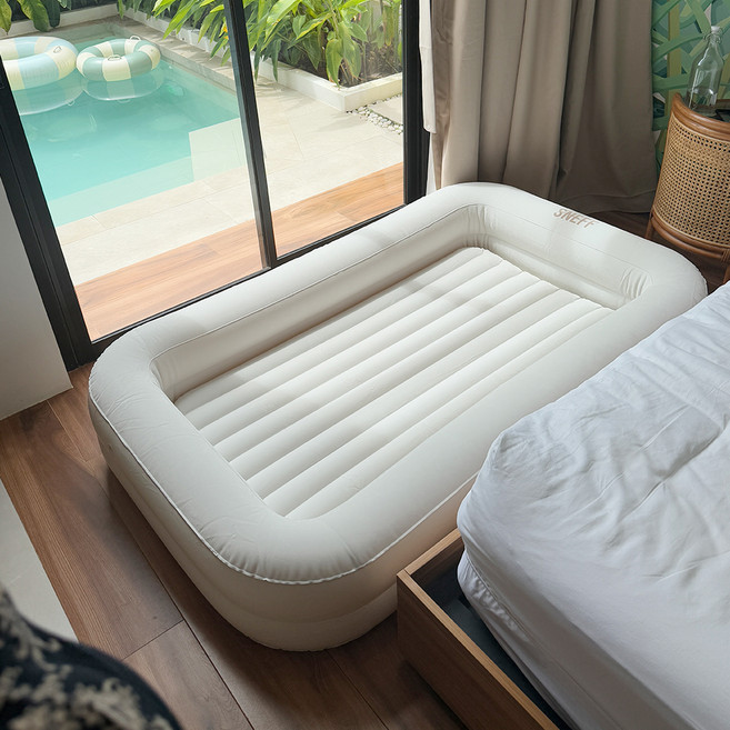 스네프 범퍼 여행용 캠핑 이동형 에어매트, 크림