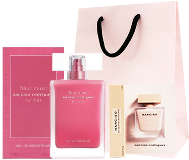 나르시소로드리게즈 플레르 머스크 포 허 EDT 플로럴 50ml + 향수샘플 랜덤 + 쇼핑백, 1세트