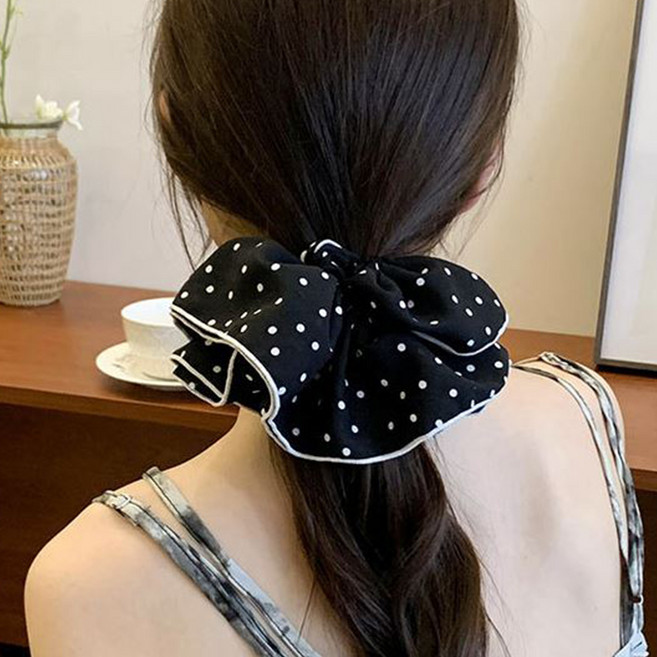 젤루나 2겹 빅사이즈 도트 스크런치 헤어 슈슈 곱창 머리끈 24cm H-222