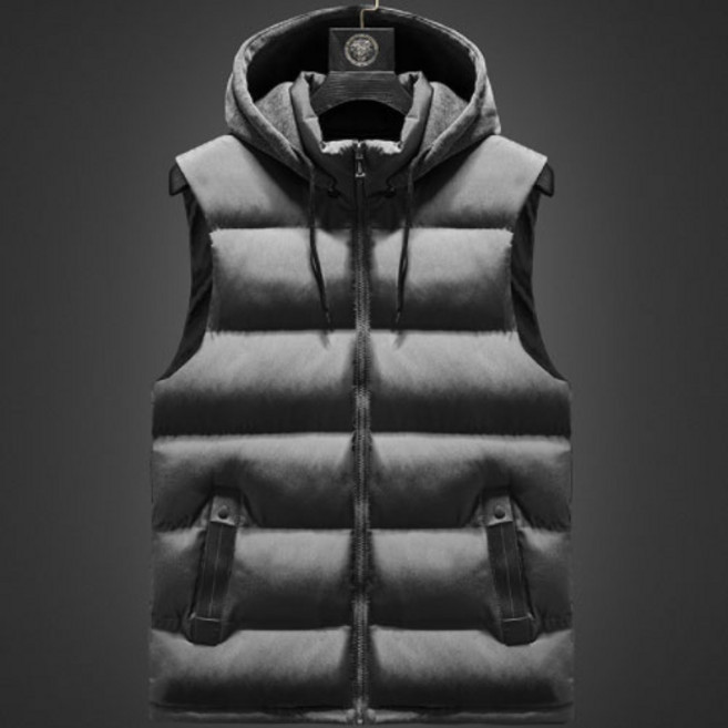 남성용 가을 겨울 탈부착 후드 캐주얼 패션 패딩 조끼