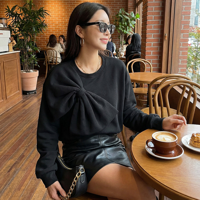 알로데 여성용 왕리본 포인트 맨투맨