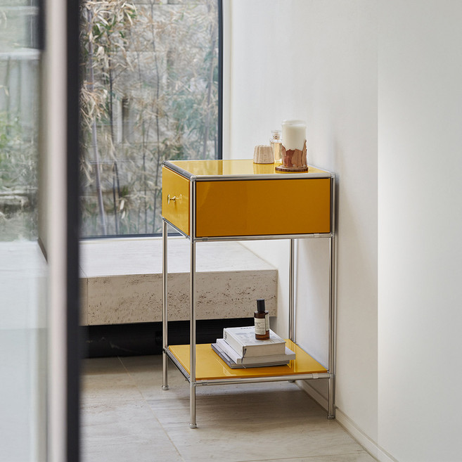 포더홈 무디 모듈 협탁 400 하부 선반형 방문설치, 옐로우, 1개