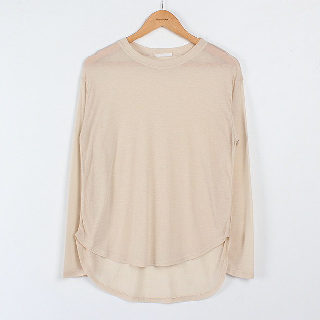 빼빼 여성용 킨스리 라운드넥 라운드트임 텐셀 긴팔 티