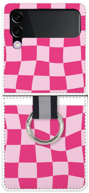 바니몽 체커보드 가죽 포켓 휴대폰 케이스