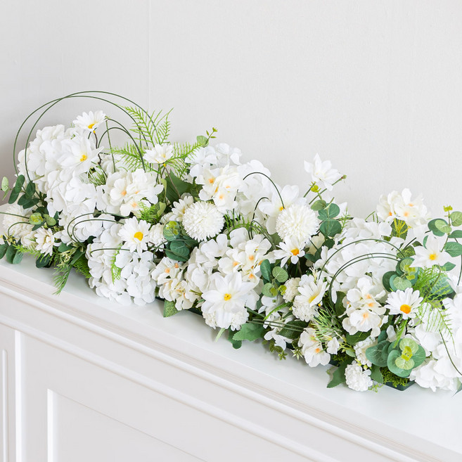 플라워트리 네이처플라워 테이블 센터피스, 화이트, 1개