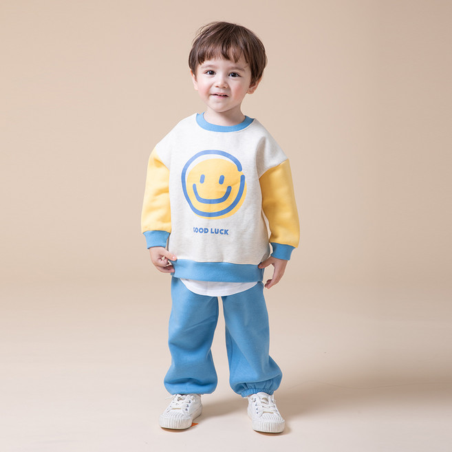 KIDSCOMO 童款笑臉刷毛長袖套裝