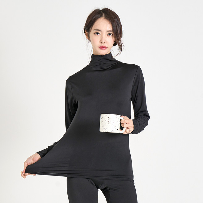 [韓國製造]A-ONE 女性用刷毛高領內搭上衣 99005