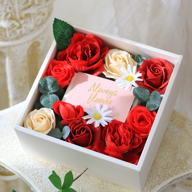 센트바스켓 조화 플라워 반전 용돈박스, 레드, 1개