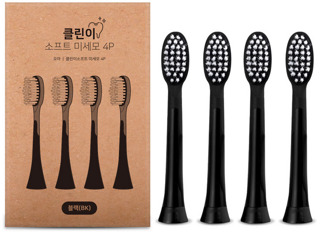 오아 클린이 소프트 시리즈 전용 미세모 리필 칫솔모 블랙, 4개
