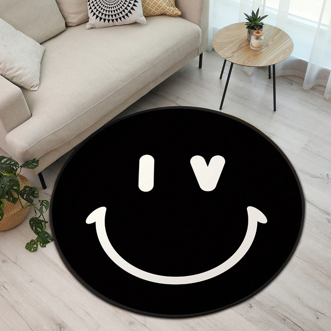 이정데코 스마일 볼콘 포인트 원형 러그