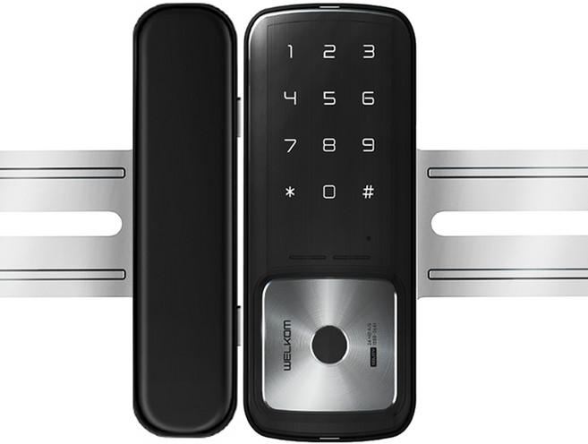 SOLITY WELKOM 指紋辨識玻璃門專用門鎖, WG-30B, 顧客自行安裝