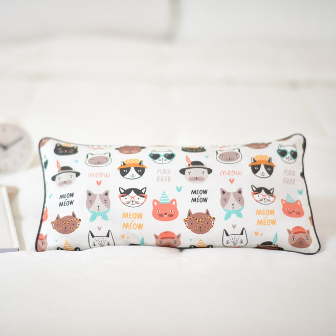 아띠블랑 아동용 순면 메밀편백 높이조절 태열베개, 캣프렌즈, 1개