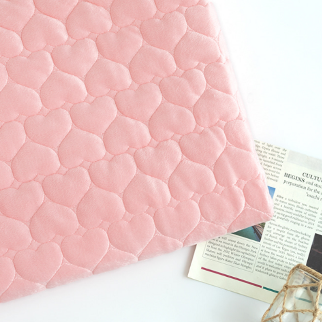 하트 조이 누빔 4온스 부드러운 극세사 홈패션 원단, 코랄핑크, 1개