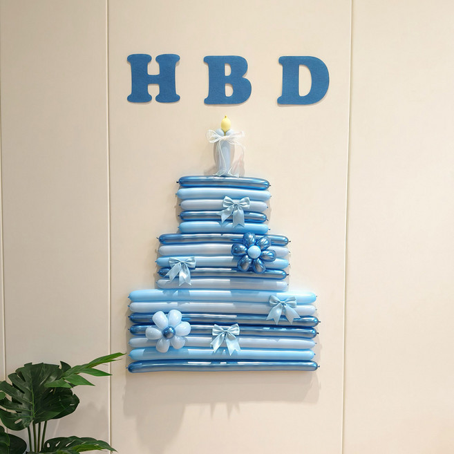 피앤비유니티 HBD DIY 요술풍선 케이크 세트, 03 블루, 1세트