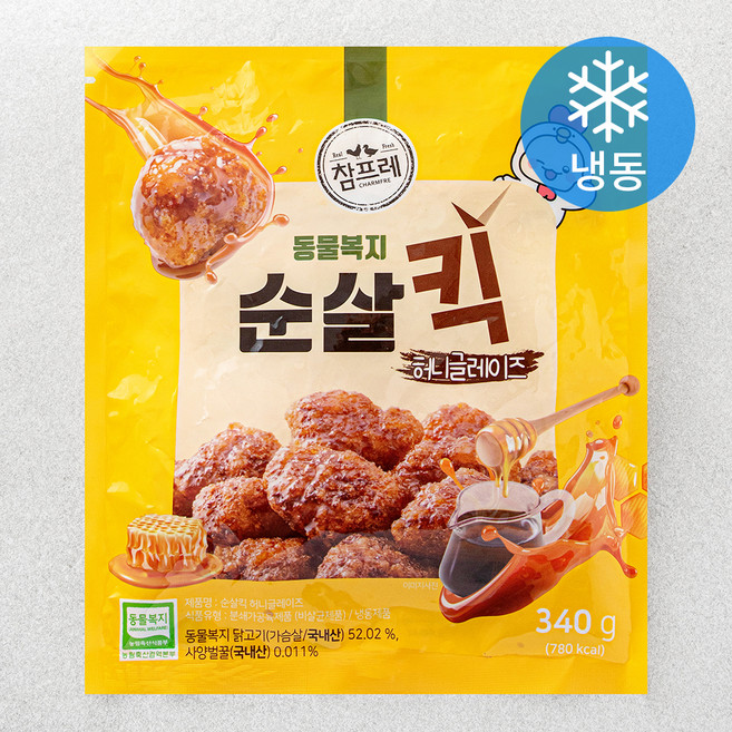 참프레 동물복지 인증 순살킥 허니글레이즈 (냉동), 340g, 1개