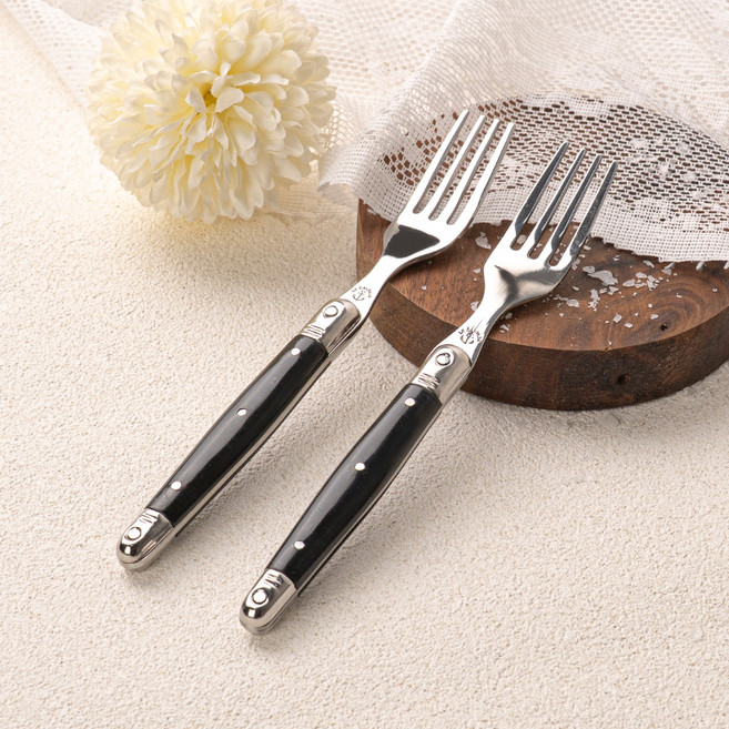 까르투하 앙클라 라귀올 디저트 케이크 티 포크, 블랙, 2개