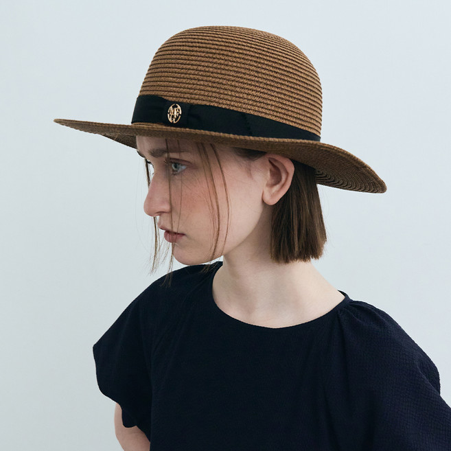 마리떼프랑소와저버 W CIRCLE LOGO RAFFIA HAT