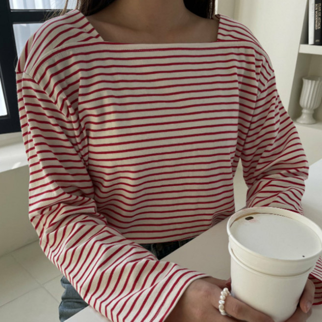 슈가펀 여성용 리바인 스퀘어 단가라 티셔츠