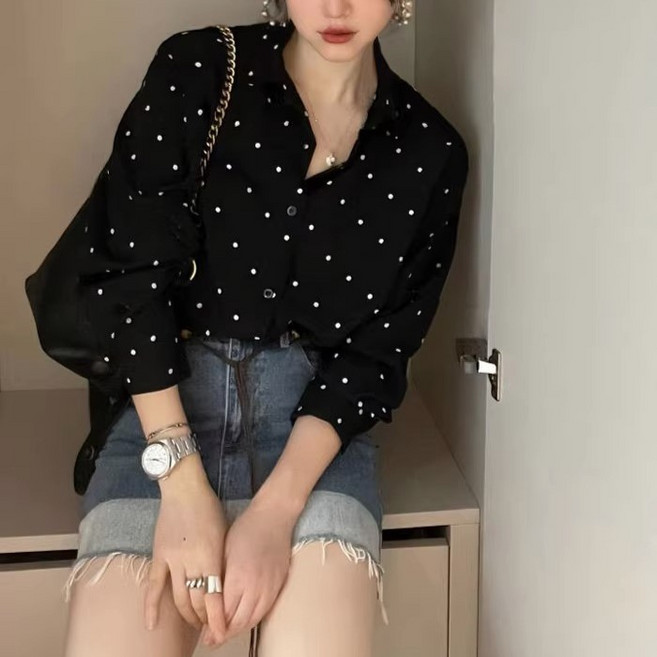 德芙洛商務 女款法式時尚圓點經典襯衫
