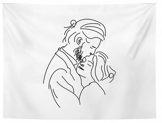 알럽홈 블랙펜 스케치 태피스트리, TYPE4