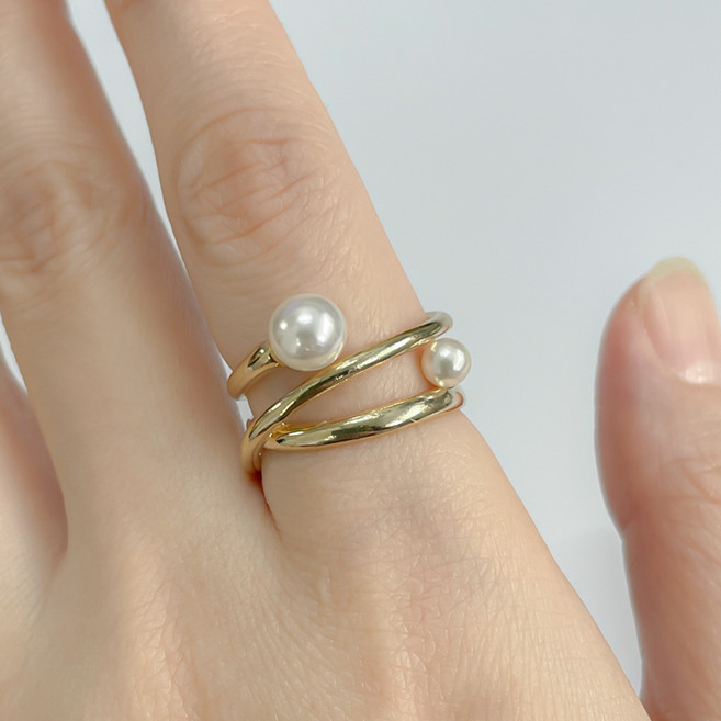 엘라주르 여성용 더블 진주 클래식 반지