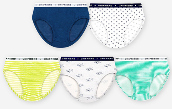 유니프랜드 주니어 남아용 마린 학생 삼각 팬티 5종 세트